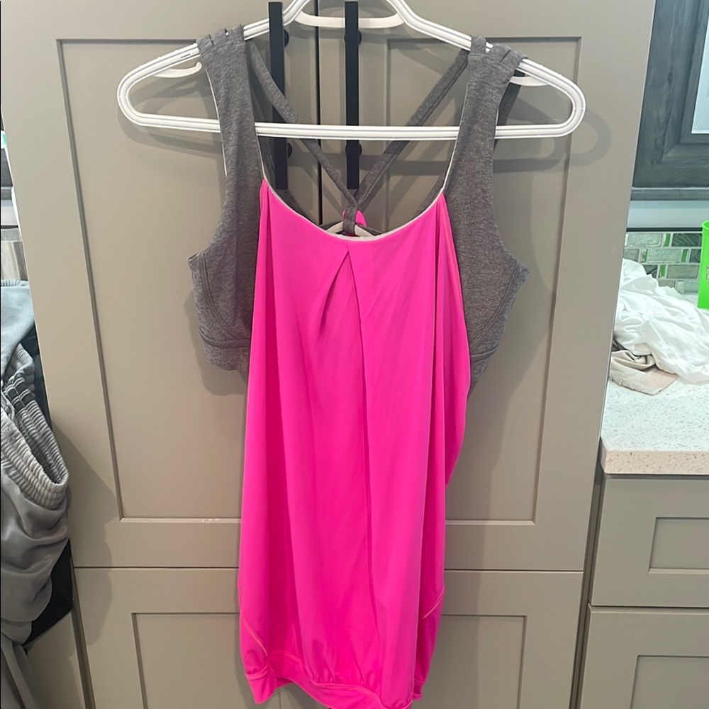 Pink and Gray Women's Lululemon Tank Top